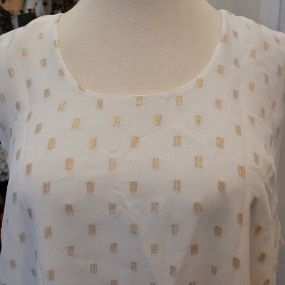 Melissa McCarthy Seven Blouse Top Size 1 1X Off White Gold Classy QVC - Picture 2 of 8